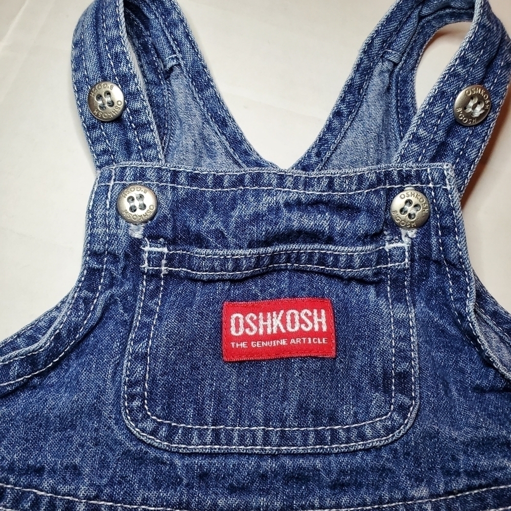 Vintage OshKosh Tier Overall Jumper Dress Sz 3-6 M - Picture 2 of 6